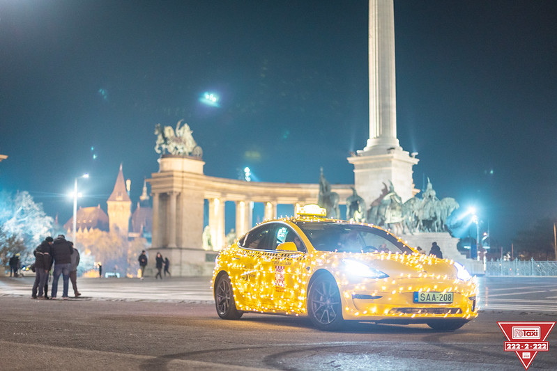 Special Festive Taxi Roaming the Streets of Budapest