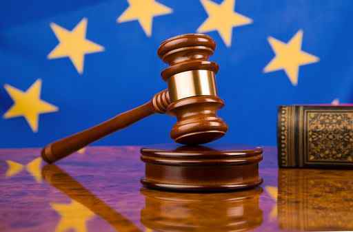 gavel, EU flag